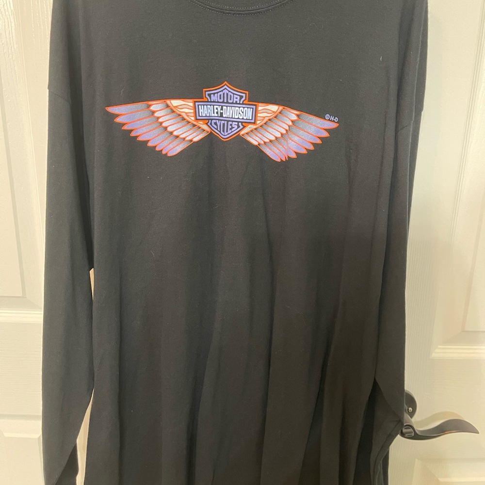 Harley-Davidson Black Long Sleeve Tee with Orange and White Logo